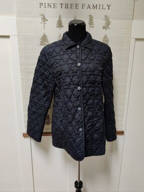 Jeanne Pierre Quilted Nylon Jacket | Black Diamond Stitch | Size Large